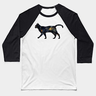 Geometric Polygonal Triangles Pattern Cat Gifts Funny Cat Baseball T-Shirt